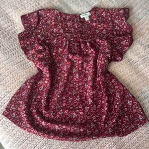 Red Floral Blouse